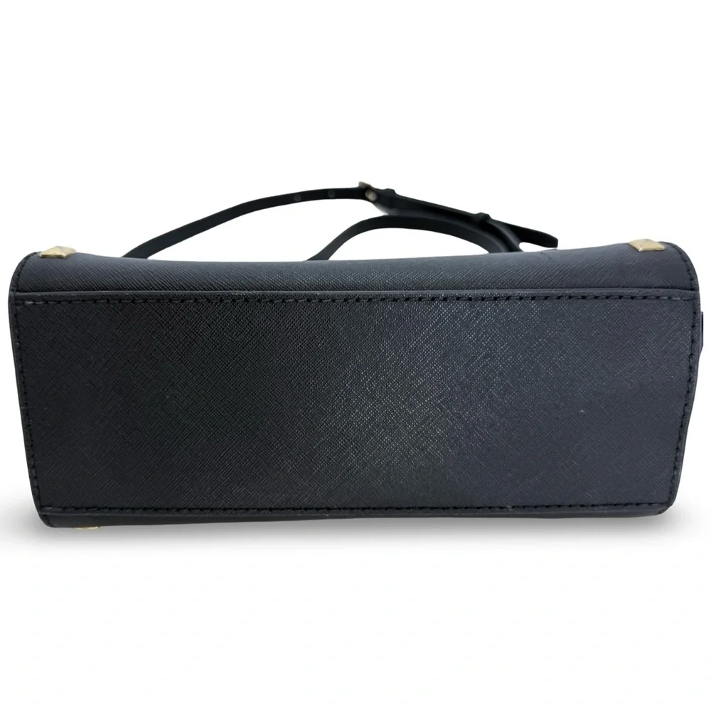 Michael Kors Selma Studded Medium Crossbody Black Saffiano Leather Gold Stud - Picture 13 of 14